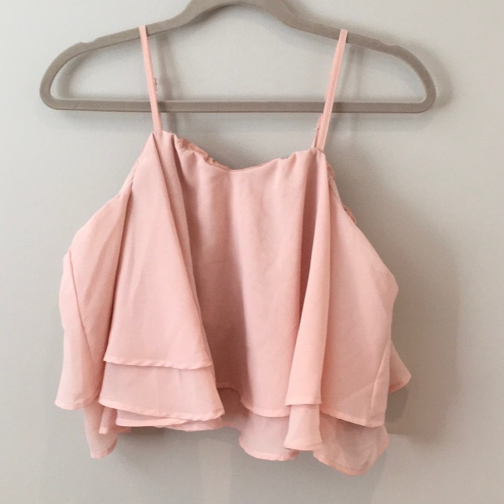 Cropped cold shoulder top